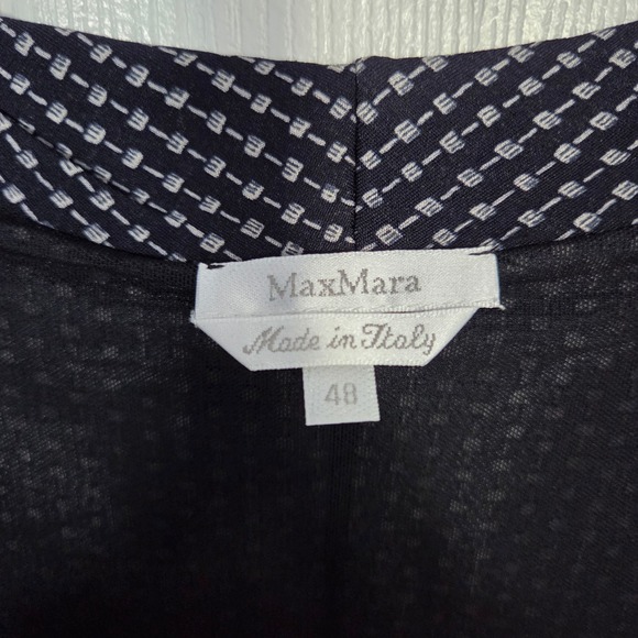 MaxMara Italy Black White Geometric Print V-Neck Faux Wrap Dress Sz 48 $640 MSRP - Picture 3 of 6